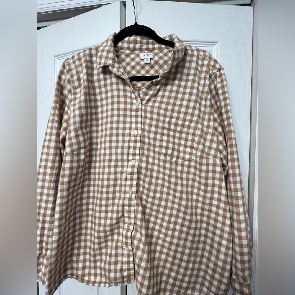 J. Crew Factory Tan Checkered Shirt